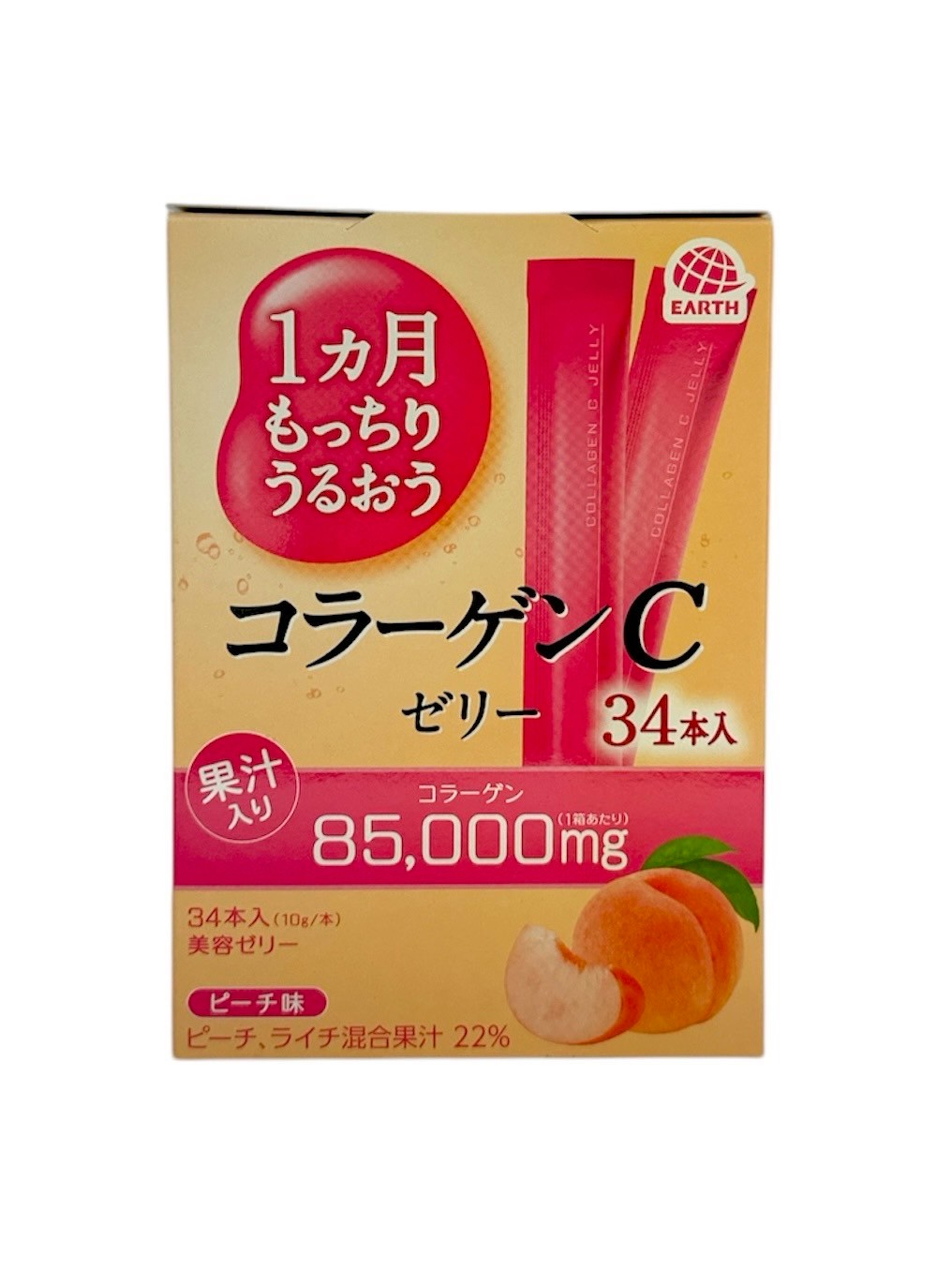 EARTH製藥 膠原蛋白C養顏美容果凍 桃子口味 34包
